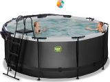 EXIT Black Leather pool ø360x122cm with sand filter pump and dome - black