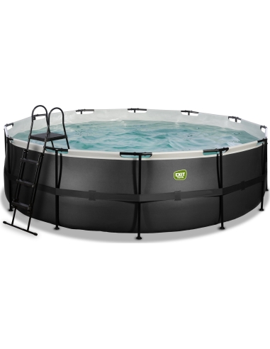 EXIT Black Leather pool ø488x122cm with filter pump - black