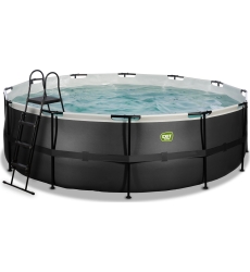 EXIT Black Leather pool ø450x122cm with sand filter pump - black