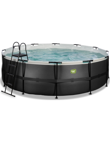 EXIT Black Leather pool ø450x122cm with sand filter pump - black