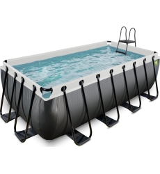 EXIT Black Leather pool 400x200x122cm with sand filter pump - black