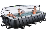 EXIT Black Leather pool 540x250x100cm with sand filter pump and dome - black