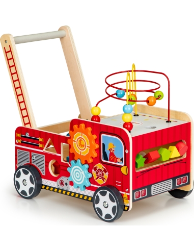 Medinis lavinamasis stumdukas su kaladėlėmis Eco Toys Fire Brigade