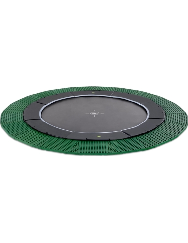 EXIT Dynamic ground level trampoline ø366cm with Freezone safety tiles - black