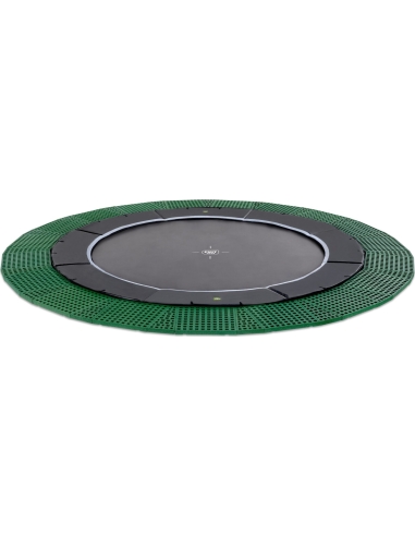 EXIT Dynamic ground level trampoline ø427cm with Freezone safety tiles - black