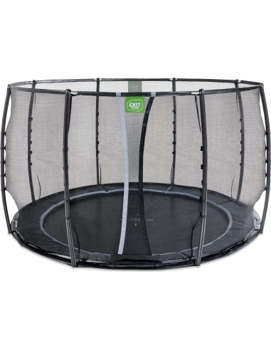 EXIT Dynamic ground level trampoline ø305cm with safety net - black