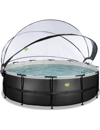 EXIT Black Leather pool ø488x122cm with sand...