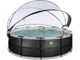 EXIT Black Leather pool ø488x122cm with sand filter pump and dome - black