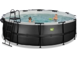 EXIT Black Leather pool ø488x122cm with sand filter pump and dome - black