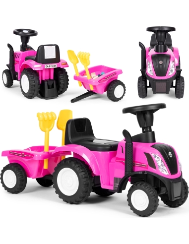 Traktorius su priekaba interaktyvūs vairo garsai vaikams rožinės spalvos