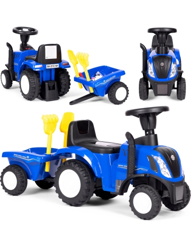 Vaikiško traktoriaus ir priekabos vairuotojo interaktyvus vairas skamba mėlynai