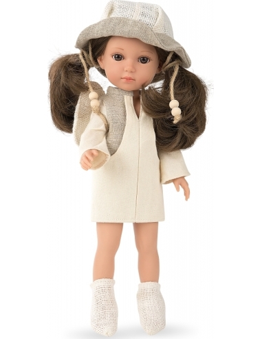 Arias doll Carole with linen clothes, 36 cm