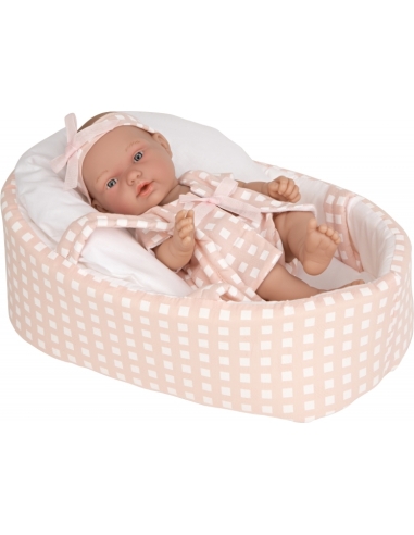 Arias doll with carrycot, orange, 26 cm