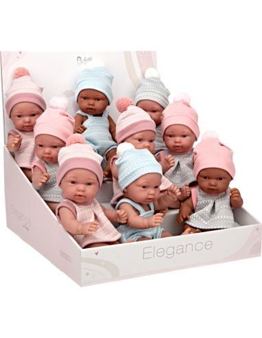 Elegant baby dolls with hats, 26 cm