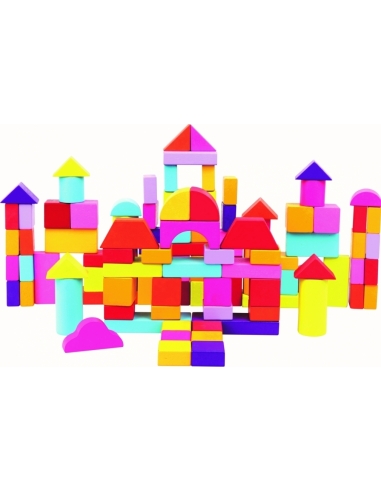 Colourful wooden shapes, 12 months+, 100 pcs.