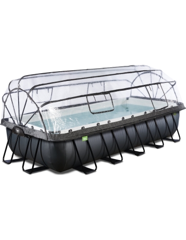 EXIT Black Leather pool 540x250x100cm with sand filter pump and dome and heat pump - black