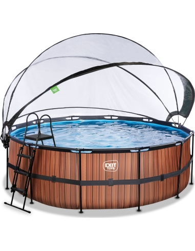 EXIT Wood pool ø427x122cm with sand filter pump...