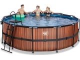 EXIT Wood pool ø427x122cm with sand filter pump and dome - brown