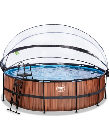 EXIT Wood pool ø488x122cm with sand filter pump...