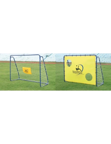 Lengvai surenkami mobilūs futbolo vartai + atmušimo sienelė Spartan 213x152x76cm