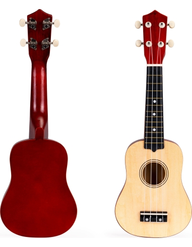 Medinė ukulelė gitara vaikams 4 stygų nailono ECOTOYS